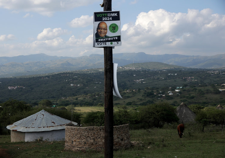 A poster of the MK Party in KwaZulu-Natal. Founder Jabulani Khumalo wants ex-president Jacob Zuma removed as the face of party. File photo.