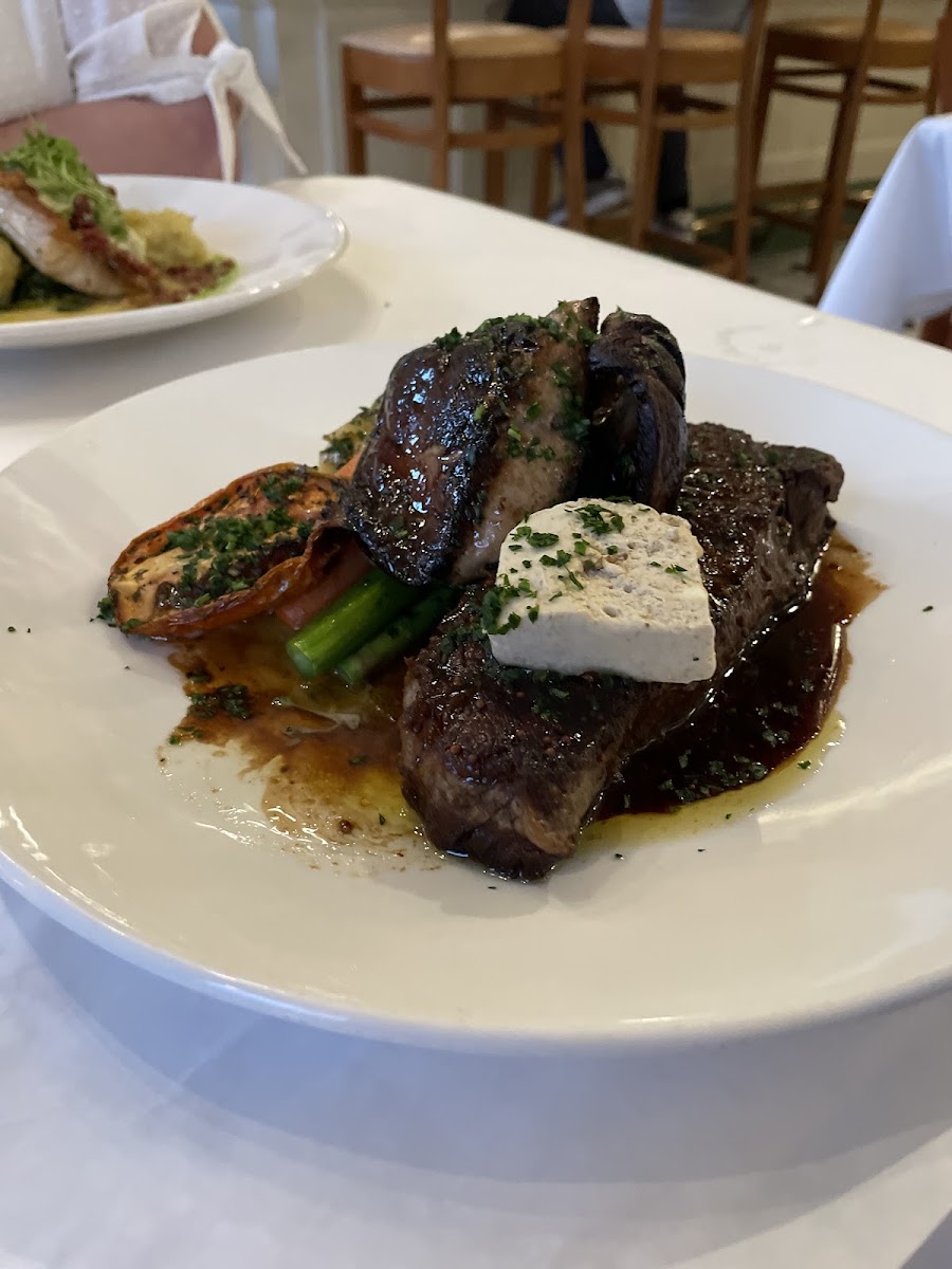 NY strip with foie gras