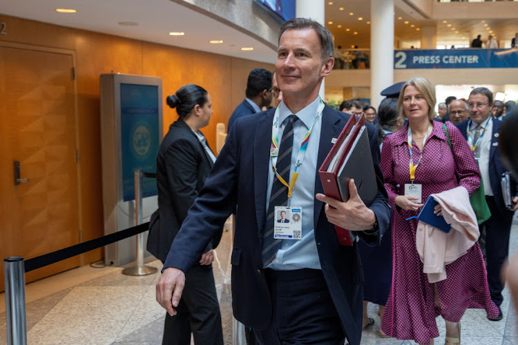 British finance minister Jeremy Hunt arrives for the G-20 finance ministers and Central Bank governors' Meeting at the IMF and World Bank’s 2024 annual Spring Meetings in Washington, US, on April 18, 2024. Picture: REUTERS/KEN CEDENO