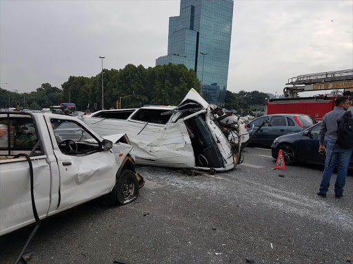 Traffic was “heavily affected” after a multiple vehicle collision at the intersection of Barry Hertzog Avenue and Empire Road in Auckland Park‚ Johannesburg‚ on Tuesday morning.