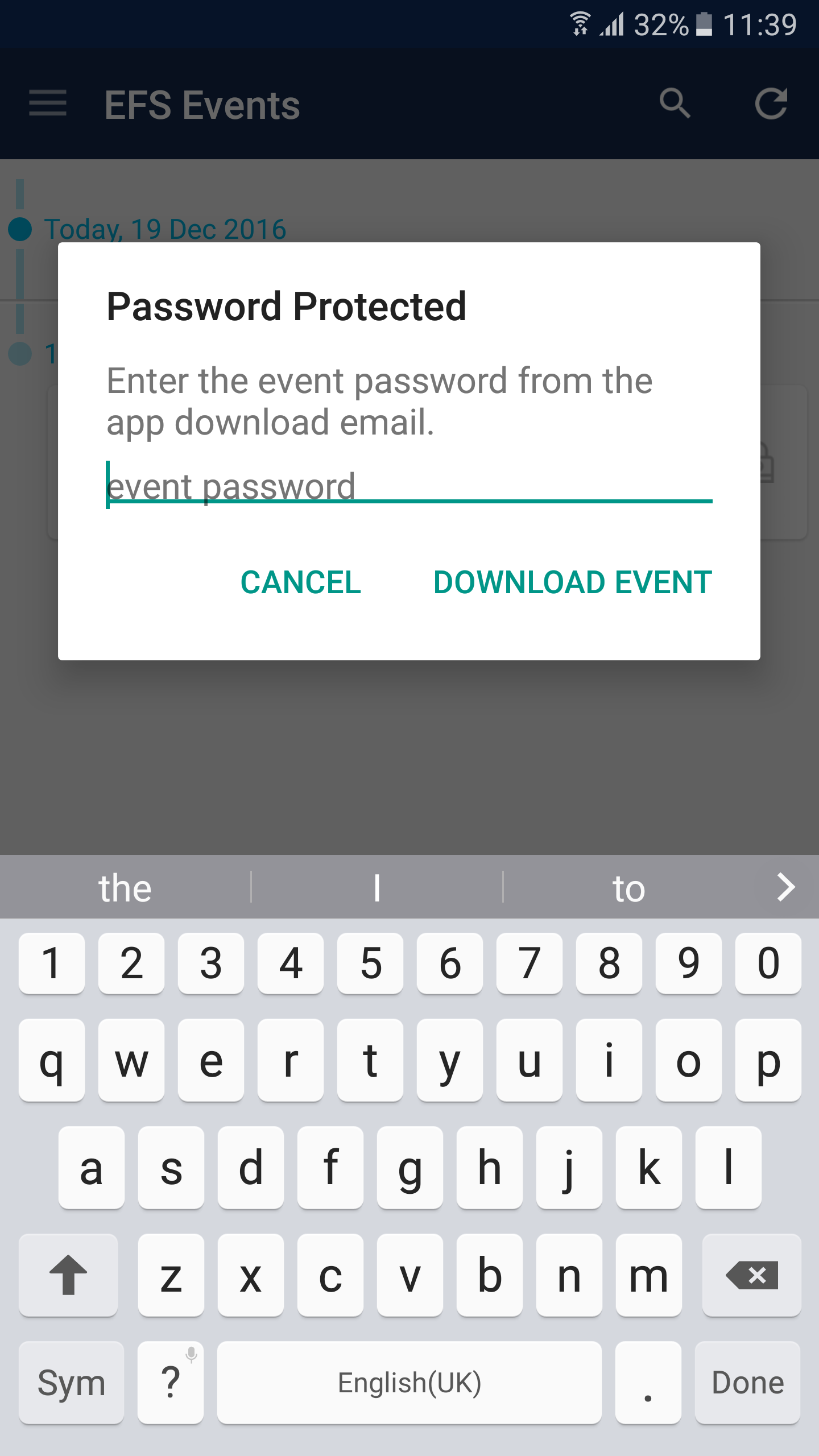Android application GE EFS Events screenshort