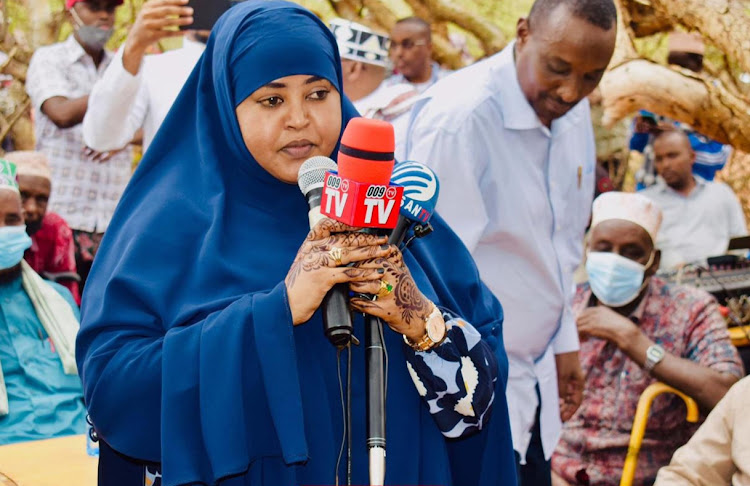 Amran Wardere speaking about her candidature at Lafey town.