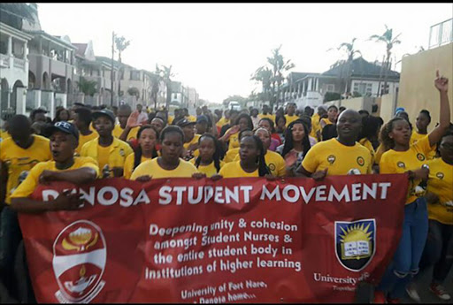 VOICING SUPPORT: ANCYL at the University of Fort Hare, East London campus has joined forces with the Democratic Nurses Organisation of South Africa. The two groups will be contesting the upcoming SRC elections together Picture: SUPPLIED