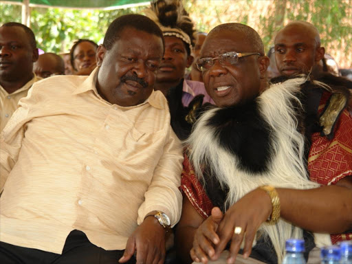 UDF Leader Musalia Mudavadi and Vihiga County Governor Moses Akaranga during cultural Festivals on December 30 2014. Photo/File.