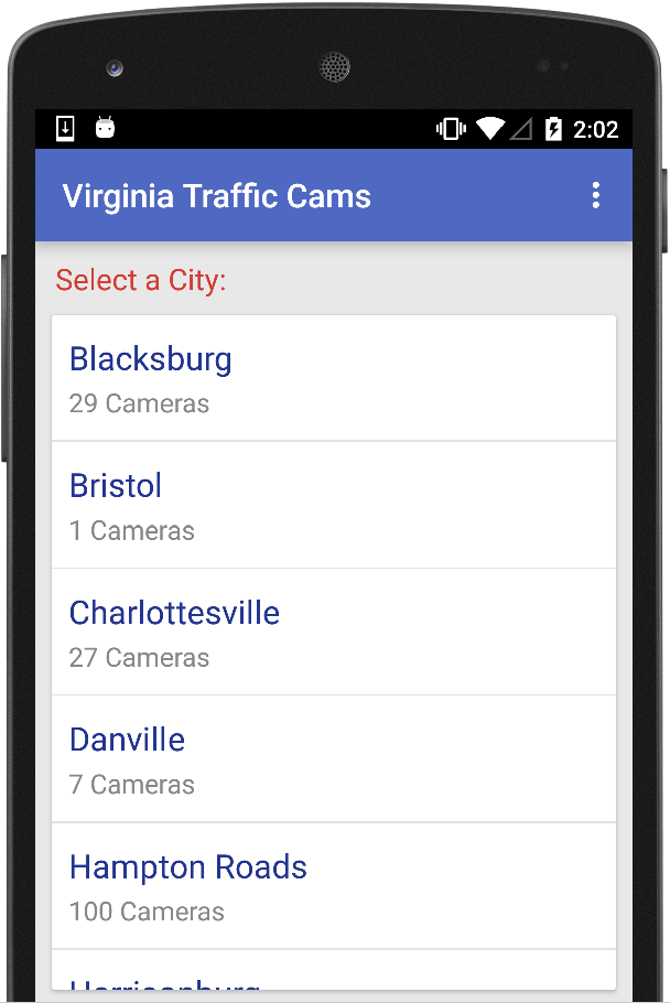 Android application Virginia Traffic Cameras Live screenshort