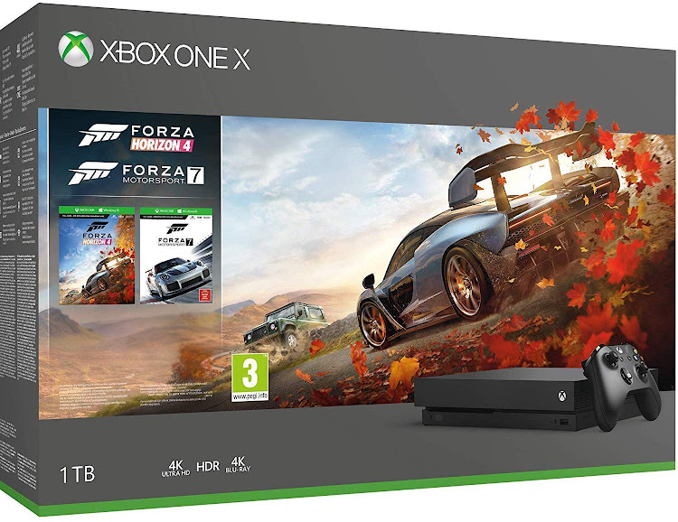 A fast-action combo of Xbox One X Forza games.