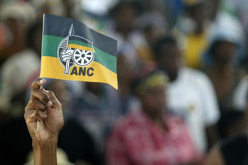 Hand holding an ANC flag. Picture: PHILLIP NOTHNAGEL. 19/02/2006. © Daily Dispatch