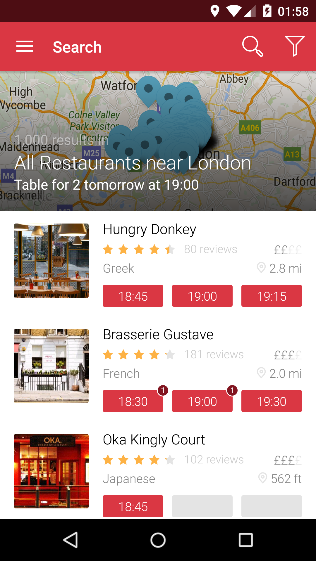 Android application OpenTable UK Book Restaurants screenshort