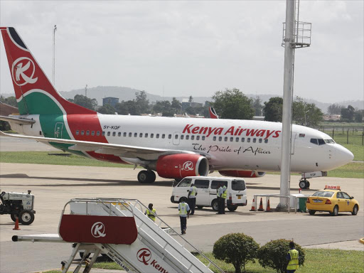 Kenya Airways plane at Moi International airport in Mombasa./file