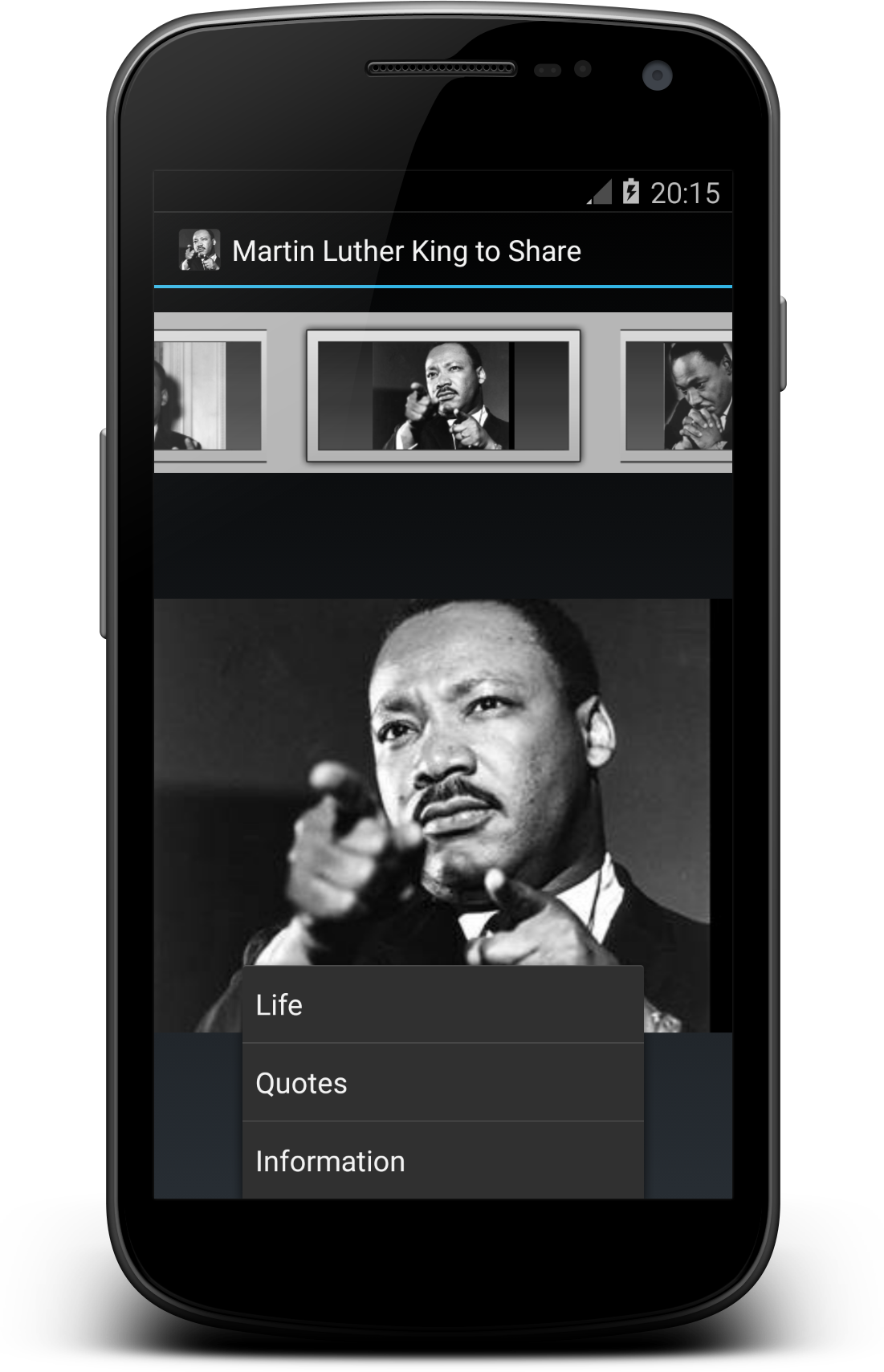 Android application Martin Luther King to Share screenshort