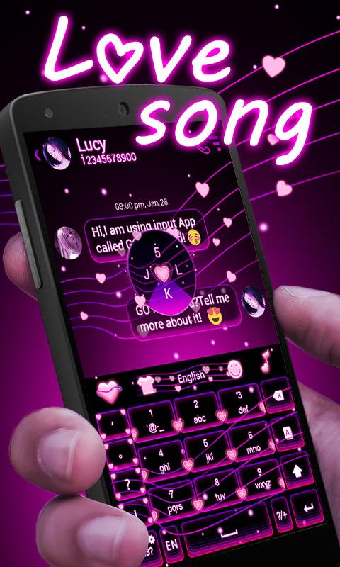 Android application Love Song GO Keyboard Theme screenshort