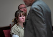 Hannah Gutierrez-Reed, the former armorer at the movie 'Rust', watches her father Thell Reed leave the podium after he asked the judge not to impose prison time on his daughter, during her sentencing hearing in Santa Fe, New Mexico, US, on April 15 2024.