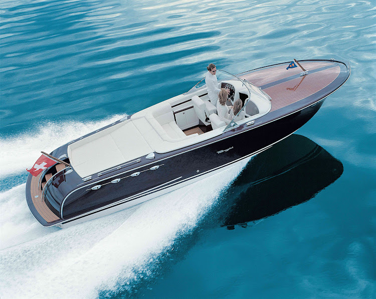 One of the incredible, handcrafted Pedrazzini motoryachts on the water