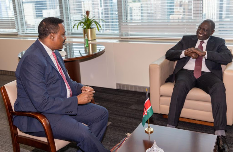 President William Ruto with IGAD Executive Secretary Workneh Gebeyehu at statehouse on September 23, 2022.