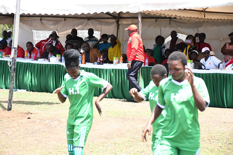 Hearing impaired learners present a dance skit during the official opening of term one Special Needs Games at Nakuru Boys High School in Nakuru.