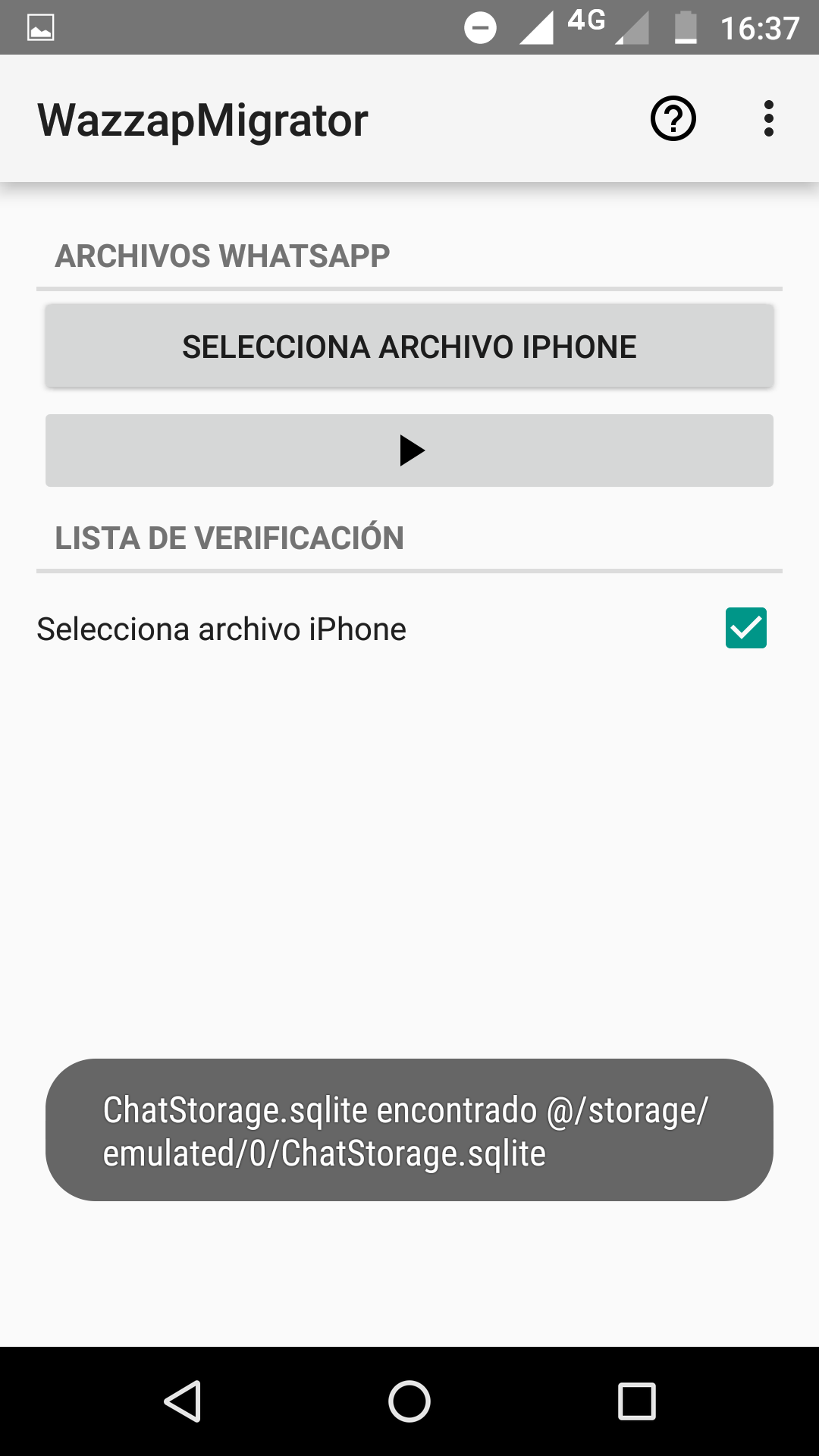 Android application WazzapMigrator screenshort