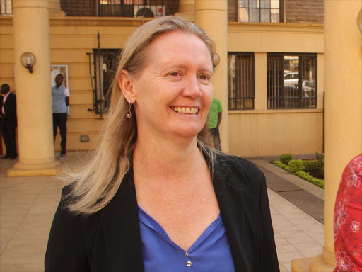 Lucy Hannan at the milimani law court after Justice Isaac Lenaola ordered the director general in charge of immigration to appear in court on Friday to explain why he has not issued a work permit for her as ordered by the court. Photo/FILE