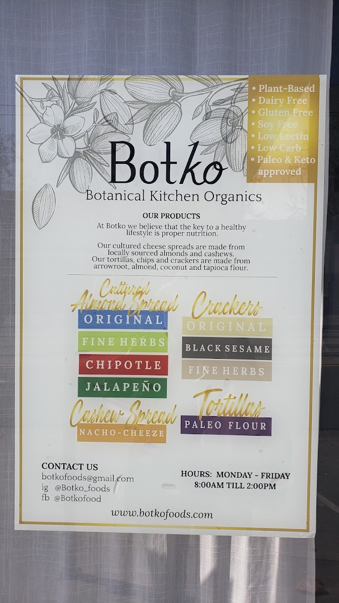 Botko gluten-free menu