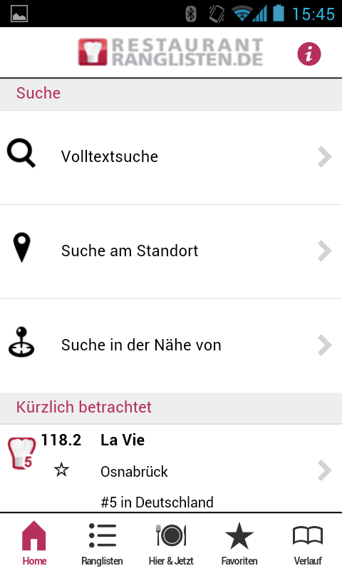 Android application Restaurant Ranglisten 2 screenshort