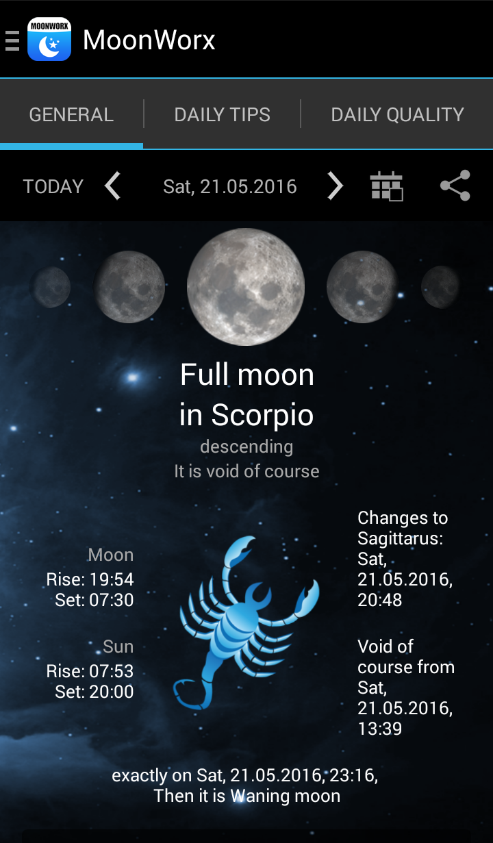 Android application MoonWorx lunar calendar screenshort