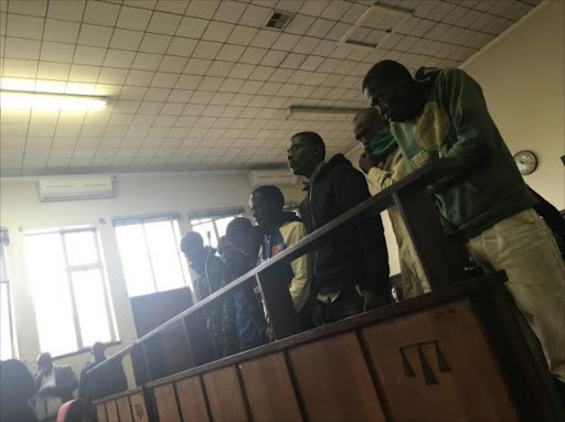 Seven men accused of eating human flesh appeared in the Estcourt magistrate's court on 28 September 2017. Picture: THULI DLAMINI