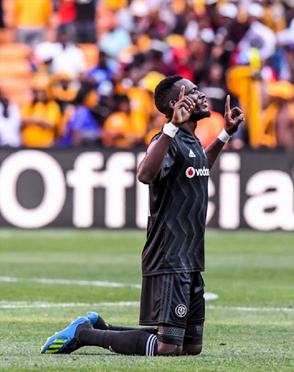 Full time moments as Pirates winning Pirates players jubbillant and Chiefs players dejected. Augustine Mulenga of Orlando Pirates during the Absa Premiership match between Orlando Pirates and Kaizer Chiefs at FNB Stadium on October 27, 2018 in Johannesburg, South Africa.