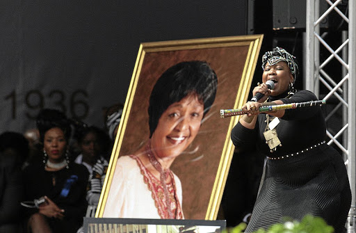 Thandiswa Mazwai performing at Orlando stadium Winnie Madikizela-Mandela's funeral service in Soweto.