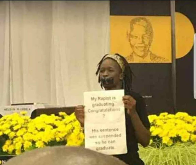 Students held a silent protest over the graduation of an alleged rapist at Nelson Mandela University on Friday. The students say 10 cases of sexual offences had been reported on the campus so far this year but none had been properly investigated.