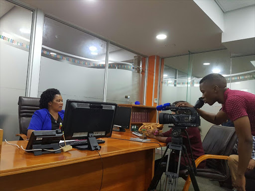 Amathole District Municipality Executive Mayor Nomfusi Nxawe addressing the media on the status of drought in the district.