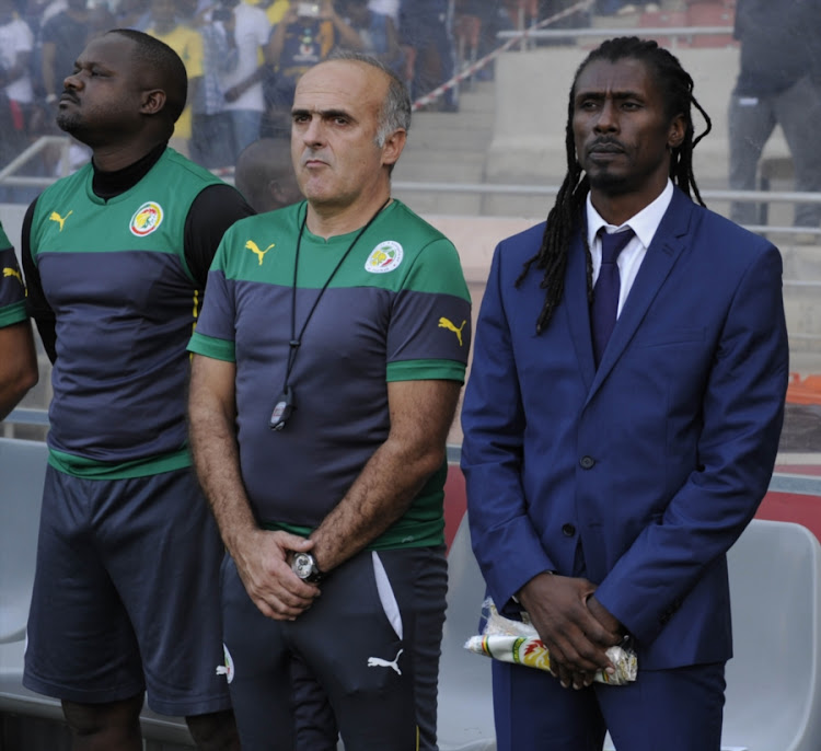 Aliou Cisse Senegal head coach during the 2018 FIFA World Cup Qualifier match between South Africa and Senegal at Peter Mokaba Stadium on November 12, 2016 in Polokwane, South Africa.