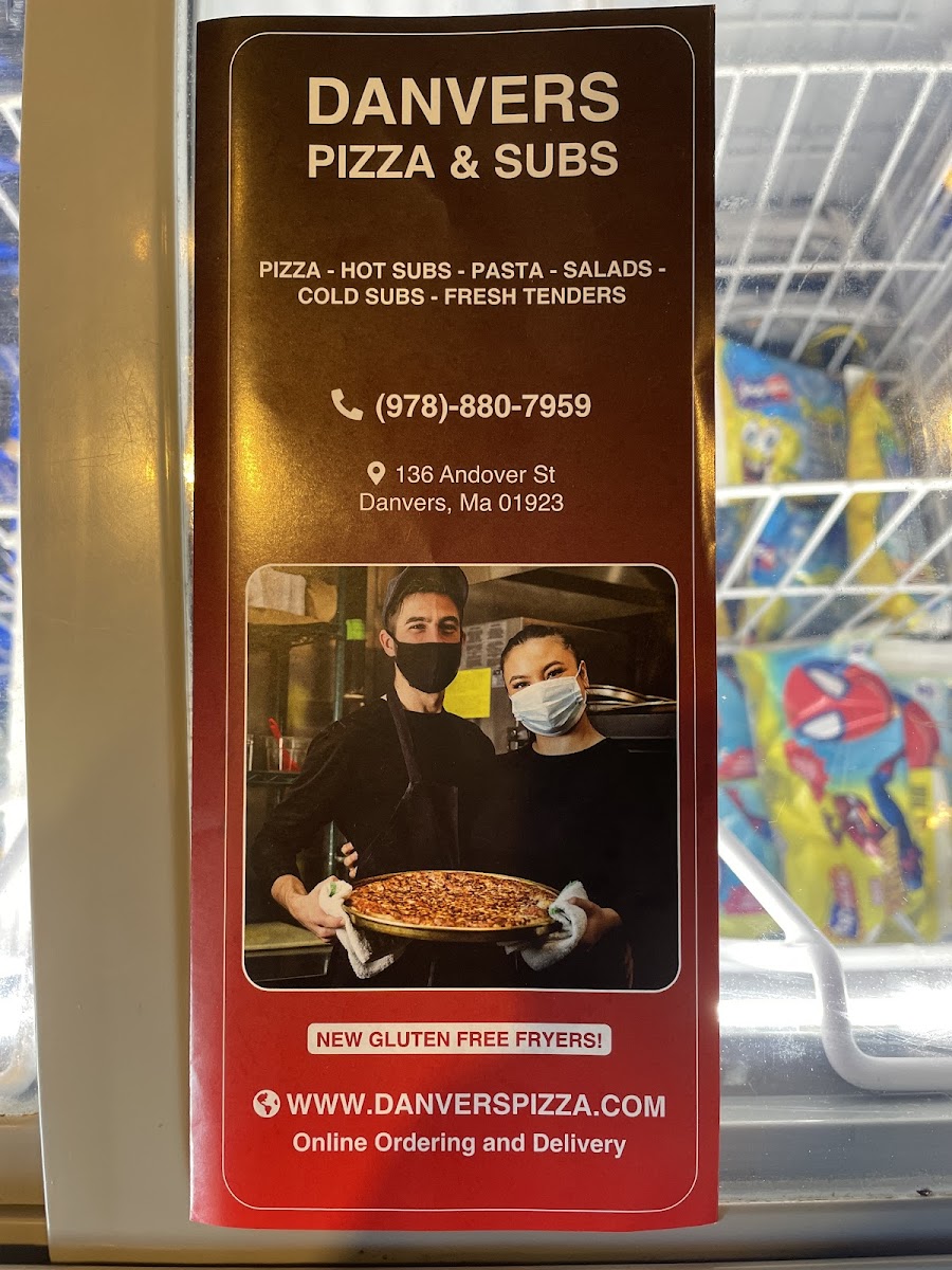 Danvers Pizza & Subs gluten-free menu