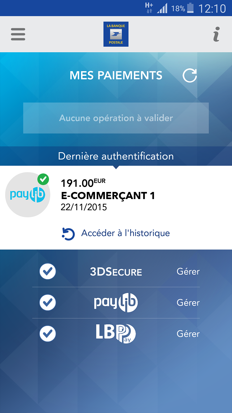 Android application Mes Paiements screenshort