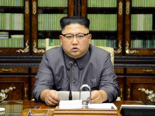 North Korea's leader Kim Jong Un makes a statement regarding US President Donald Trump's speech at the UN general assembly, in this undated photo released by North Korea's Korean Central News Agency (KCNA) in Pyongyang September 22, 2017. /REUTERS