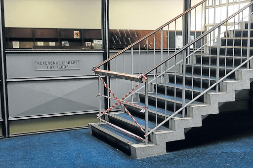 The stairs to the reference section of the East London library, which has been closed due to a shortage of librarians Picture: STEPHANIE LLOYD.
