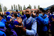 Morning assembly at Tlhatlogang Junior Secondary School.