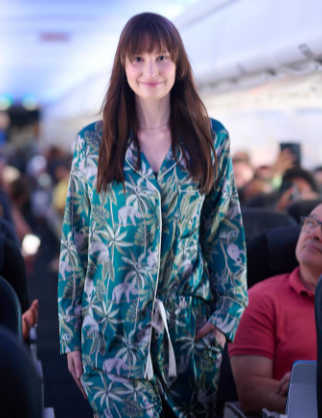 Passengers were treated to a fashion show which also showcased sleepwear by Koop Studio.