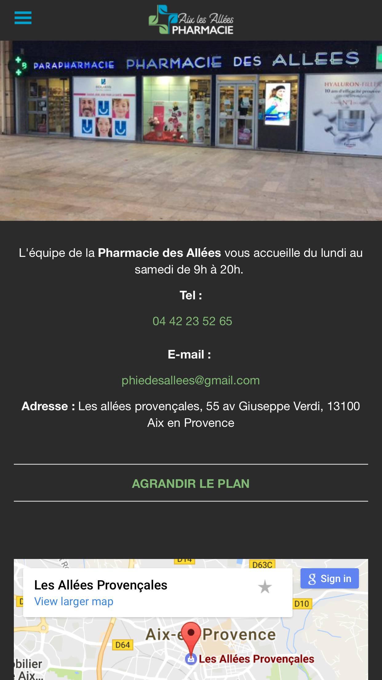 Android application Pharmacie Aix Les Allées screenshort