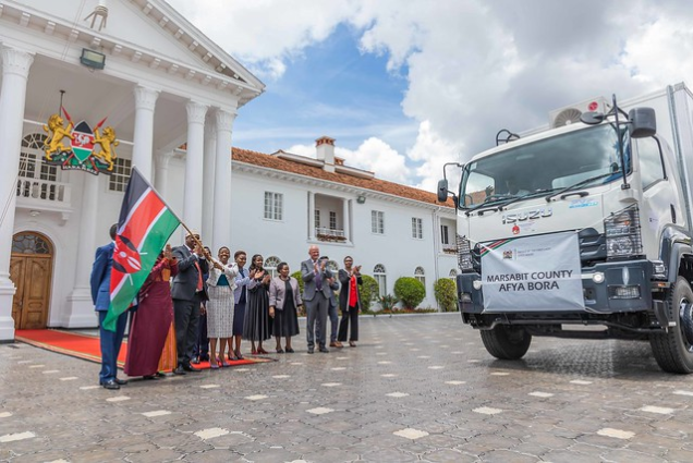 First Lady Mama Rachel Ruto among other leaders during the flagging off mobile clinics, fridges and transportation freezers at State House, Nairobi on November 6, 2023.