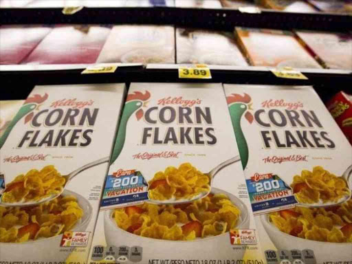 Kellogg's Corn Flakes cereal is pictured at a Ralphs grocery store in Pasadena, California August 3, 2015. /REUTERS