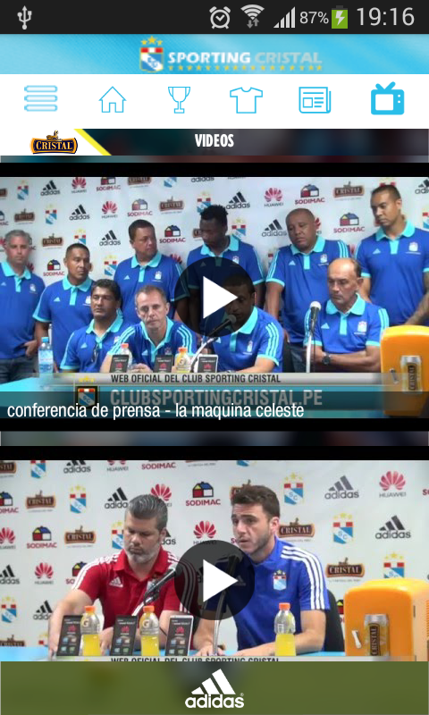 Android application Sporting Cristal screenshort