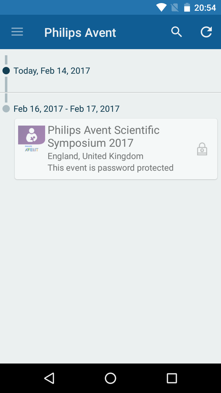 Android application Philips Avent Scientific Symp screenshort