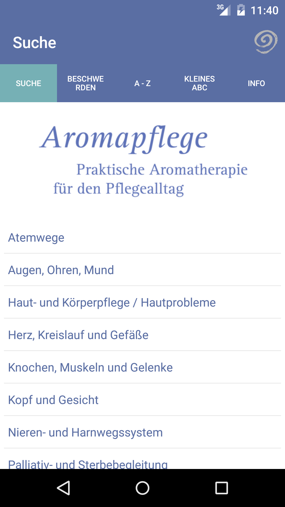 Android application Aromapflege screenshort