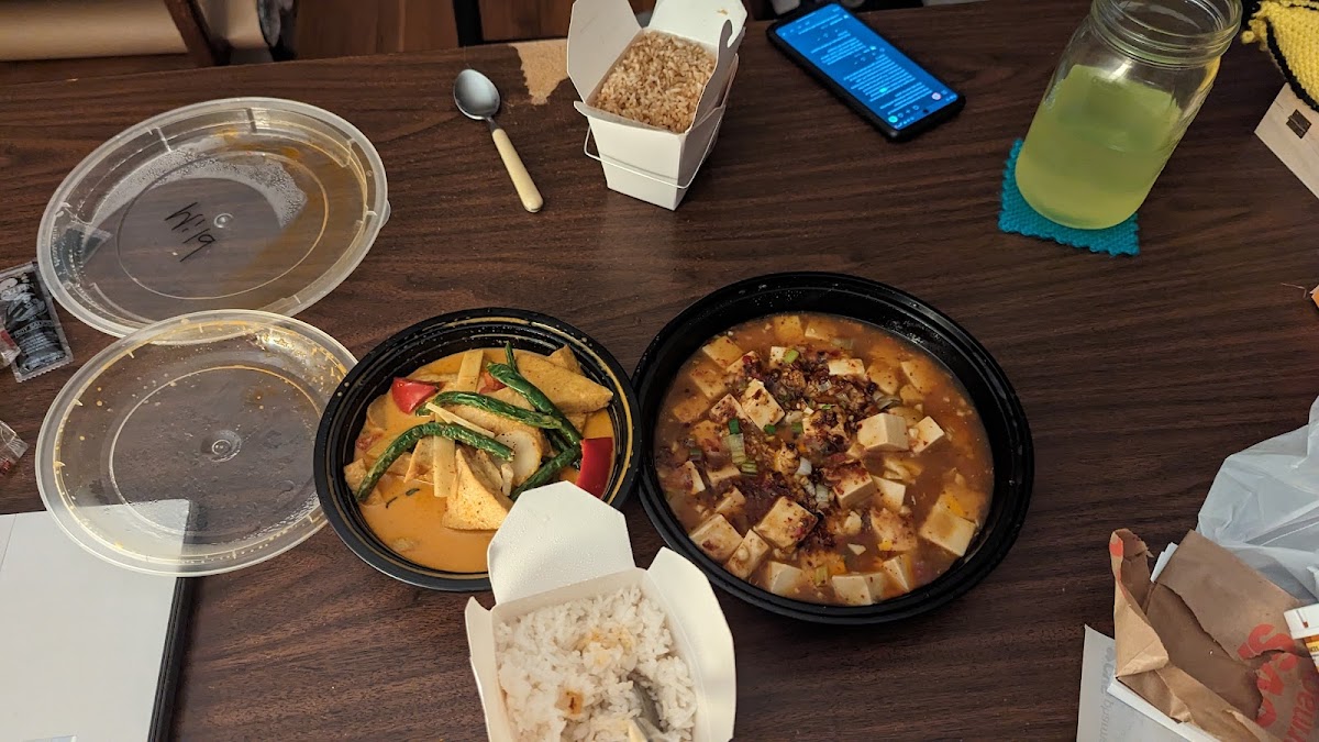 Tofu yellow curry (gf by default) sezchuan tofu (modified gf)