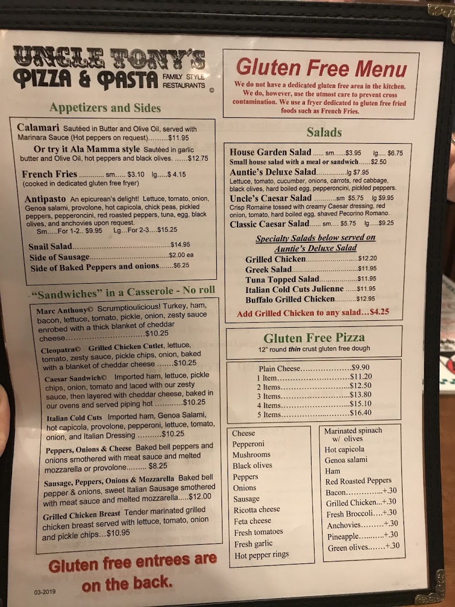 Entire gluten free menu and they take it seriously.