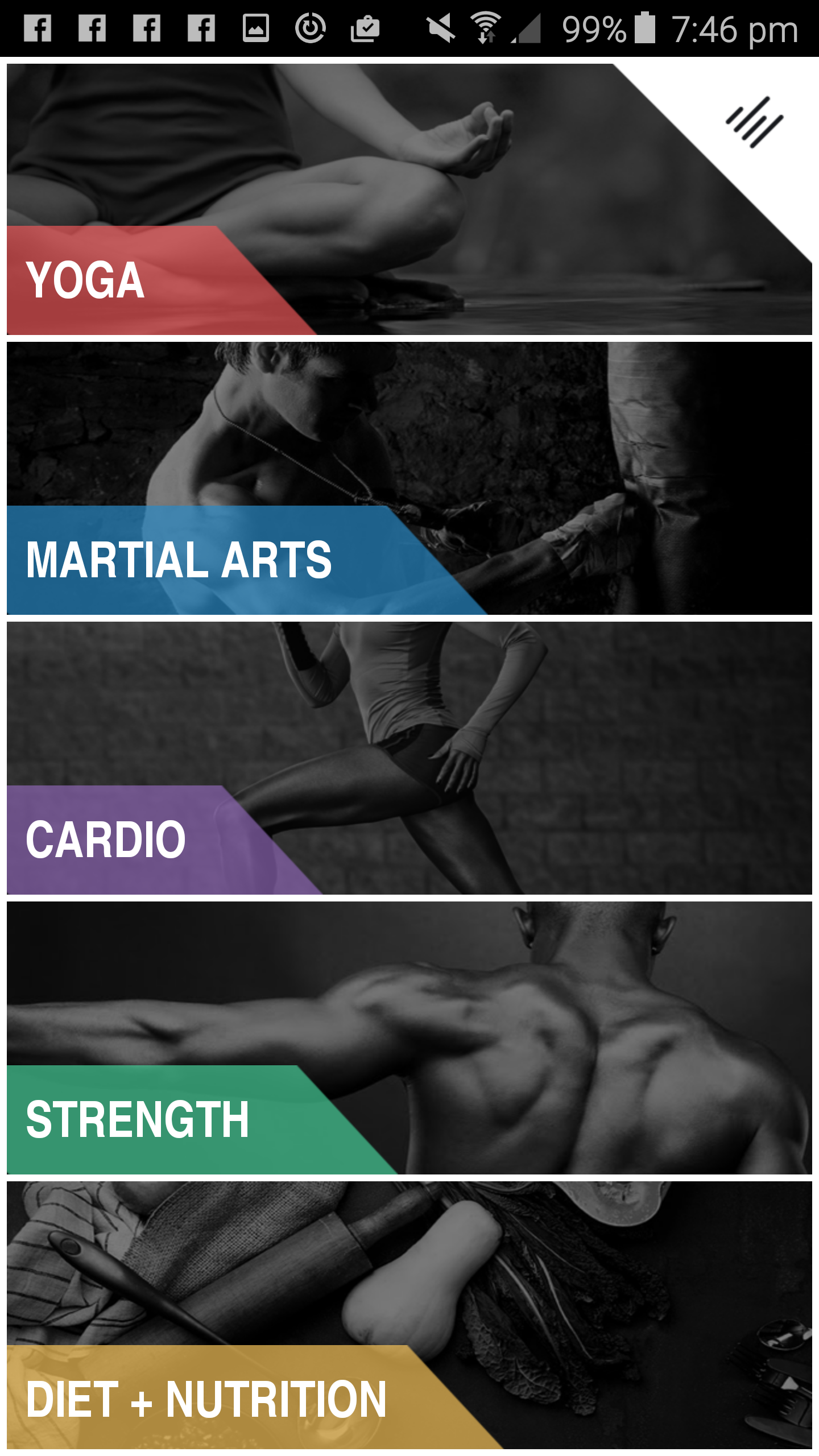 Android application myFIT On Demand Fitness screenshort