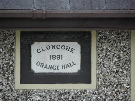 It is located here H9559 : Cloncore Orange Hall © Copyright Kenneth Allen and licensed for reuse under this Creative Commons Licence . Submitted via Geograph