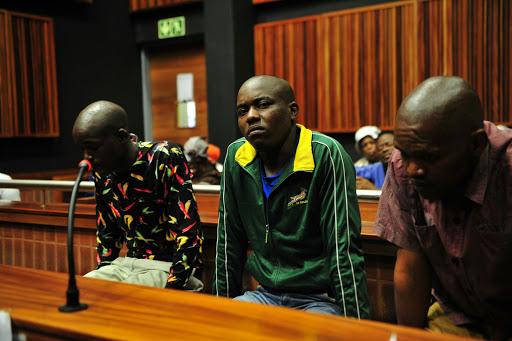 Murder accused Thabo Nkala, Edmor Ndlovu and Mduduzi Mathibela during their appearance at the South Gauteng High Court for the murder of Zukisa Kela and his friend Sizwe Tyele.