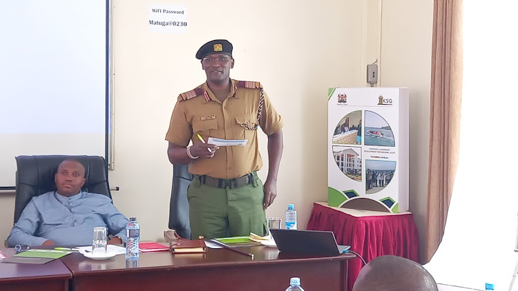 Kwale County Commissioner Stephen Orinde speaks during the launch of the post mining land use committee at the Kenya School of Government in Matuga sub-county on Monday, May 6, 2024.