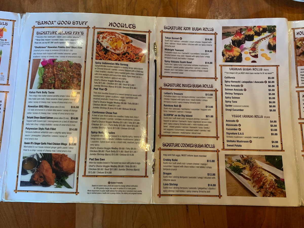 AO Hawaiian Hideout gluten-free menu