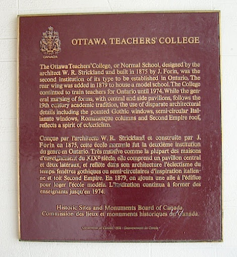 The Ottawa Teachers' College, or Normal School, designed by the architect W. R. Strickland and built in 1875 by J. Forin, was the second institution of its type to be established in Ontario. The...